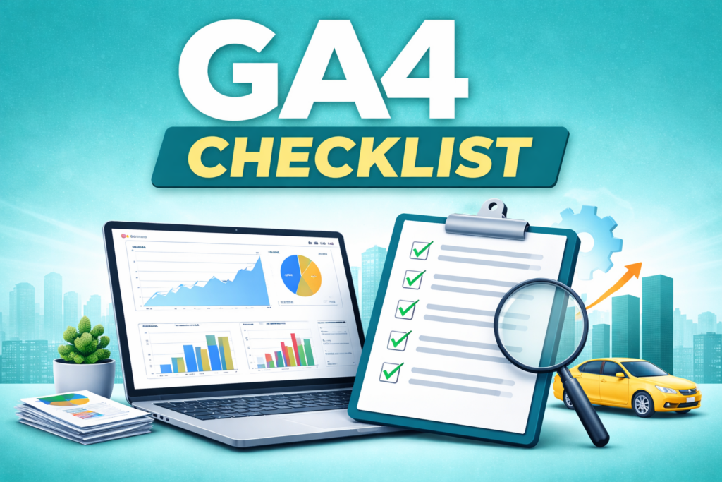 GA4 checklist with dashboard and tools